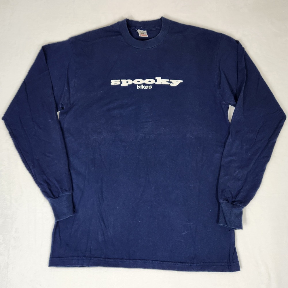 Vintage Spooky Bikes Long Sleeve T-Shirt Navy XL Faster Than Your Mom Graphic